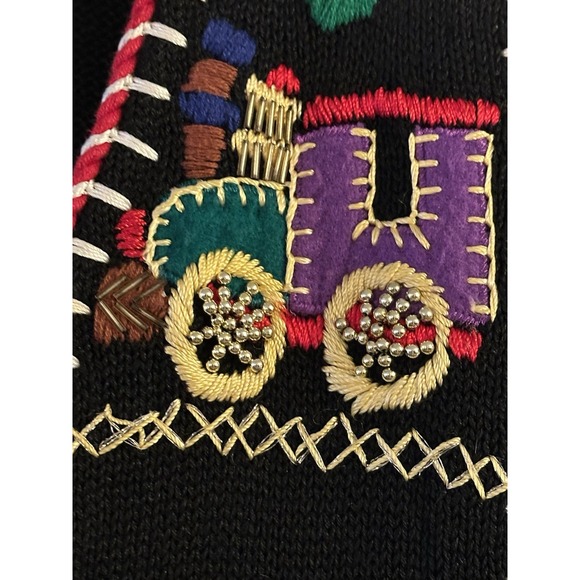 Vtg Jacque & Koko Holiday Sweater Vest Sz 14/16 Beads Christmas Tree Teddy Bear - Picture 15 of 16